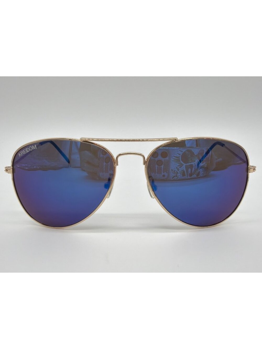 Kreedom Aviator Sunglasses With Blue Mirrored Lenses And Gold Metal Frame UV Pro
